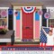 14 Pcs 4th of July Porch Sign Outdoor Decorations, 5.9' American Patriotic Hanging Paper Fans Flag Banners Mat Set Memorial Day Front Door Decoration for USA Independence Day Party Supplies
